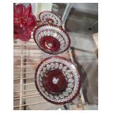 Vintage Pressed Ruby Red Glass Candy Dishes