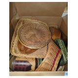 Basket, Tray & Tin Box Lot