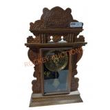 Antique Carved Wooden Wall Clock with Roman Numera