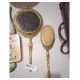 Vintage Ornamental Hand Mirror & Brush