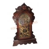 Antique Wooden Wall Clock with Roman Numerals and