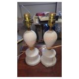 Pair of Vintage Milk Glass table lamps