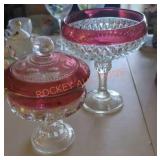 Vintage cranberry glass dishes