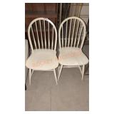 White wooden dining chairs