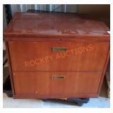 Large wooden two-drawer filing cabinet