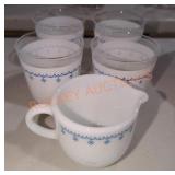 Pyrex Snowflake Garland Glasses & Cream Pitcher