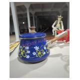 Vintage Floral Metal Fondue Pot