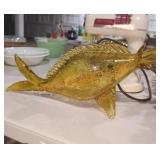 Blown Crackle Glass Murano Amber Fish