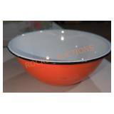 Vintage Orange Enamel Bowl