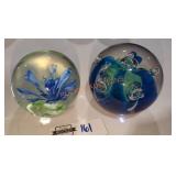 Flower & Bubble Art Glass Paperweights