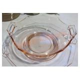 Pink Depression Glass Platter & Bowl