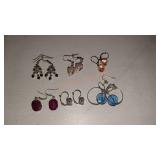 Six Pairs of Silver Colored Earrings