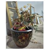 Hand Painted Flower Pot & Glass Vase