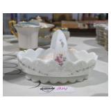 Westmoreland Vintage Painted Milk Glass Basket