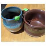 2 pottery mugs