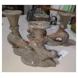 Gray-Glazed Candle Holders