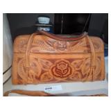 Vintage Rose Embossed Leather Purse