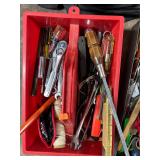 Red tray of tools inc craftsman socket & wrenches