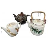 (3) Vintage Teapots (1 Lid Repaired)