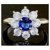 Brilliant Sapphire & White Topaz Ring