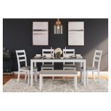 ASHLEY STONEHOLLOW 6-PIECE TABLE 4 CHAIRS & BENCH