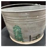 Hand Painted Christmas Tree Design Water Bucket