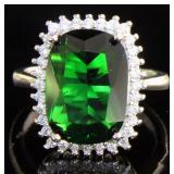 Cushion Cut 6.44 ct Emerald Dinner Ring