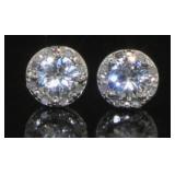 Natural 1.10 ct White Sapphire & Diamond Earrings