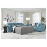 Queen Ashley Keerwick Teal Sleeper Sofa