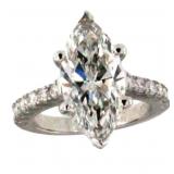 14k Gold 5.38 ct Marquise Cut Lab Diamond Ring