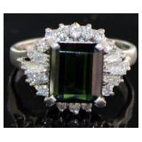 Platinum 3.72 ct Tourmaline & Diamond Ring