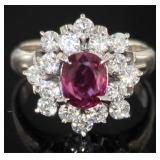 Platinum 2.61 ct Natural GIA Ruby & Diamond Ring