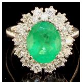 14kt Gold 4.45 ct Oval Emerald & Diamond Ring