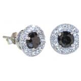 Round Brilliant 2.00 ct Black Diamond Stud Earring