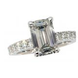 14k Gold 5.32 ct Emerald Cut Lab Diamond Ring