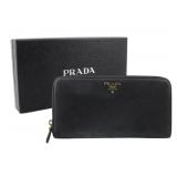 Prada Saffiano Round Fastener Long Wallet