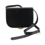 CARTIER Black Leather Sapphire Shoulder Bag