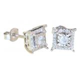 Princess Cut Natural Diamond Stud Earrings