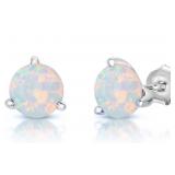 Round 2.20 ct White Opal Stud Earrings