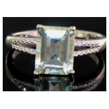 Emerald Cut 2.35 ct Green Amethyst & Diamond Ring