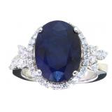 14kt Gold 6.87 ct GIA Sapphire & Diamond Ring