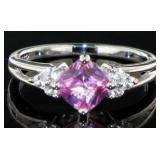 Cushion Cut 1.00 ct Natural Pink Topaz Ring