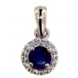 Round Genuine Sapphire Designer Pendant