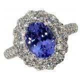 14k Gold 3.04 ct Tanzanite & Diamond Ring