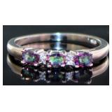 Natural Mystic Topaz & Diamond Anniversary Ring