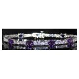 Oval 15.00 ct Amethyst & White Topaz Bracelet