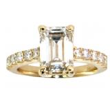 14k Gold 3.90 ct Emerald Cut Lab Diamond Ring