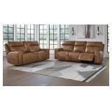 Ashley Game Plan Leather Pwr Rec Sofa & Love Seat