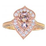 Pear Cut 1.25 ct Morganite & Diamond Ring