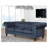 Grand Chesterfield Blue Velvet Designer Sofa